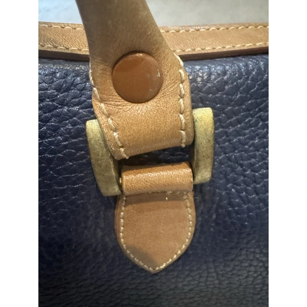 Vintage 1990s Liz Claiborne Leather Purse Small Handbag Brown Blue